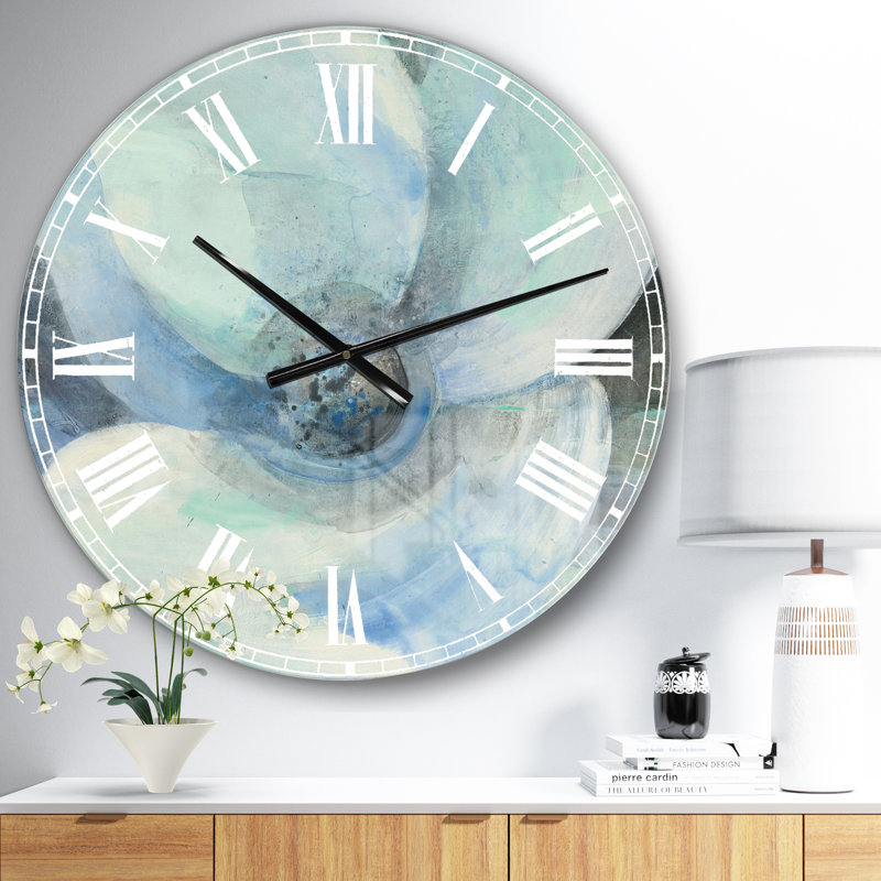 East Urban Home Farmhouse Oversized Watercolor Moonlight Magnolia II Wall Clock & Reviews Wayfair